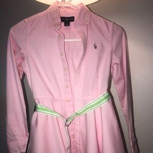 Girls Ralph Lauren Belted Cotton Shirt Dress